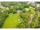 An aerial view of a green neighborhood which features a playground, a tennis court, and a huge field at 143 Belleplaine Dr, Goose Creek, SC 29445