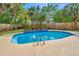 Backyard featuring a swimming pool surrounded by palm trees, landscaping, and a privacy fence at 1582 Ocean Neighbors Blvd, Charleston, SC 29412