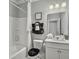 Bathroom featuring tub and shower combination, along with stylish decor and a modern vanity at 209 Celestial Blvd, Summerville, SC 29486