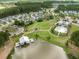 An aerial view of a Primary-planned community with winding sidewalks, a pool, a pond and many attractive homes at 246 Calm Water Way, Summerville, SC 29486