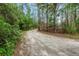 Scenic view of a long, winding gravel driveway leading through a verdant forest landscape at 3113 Edenvale Rd, Johns Island, SC 29455