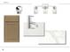 Detailed second bath materials moodboard with light fixtures, stone countertop, and cabinet hardware at 337 Trailmore Ln, Summerville, SC 29486