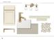 Detailed main bath materials moodboard with light fixtures, pebble floor, and cabinet hardware at 337 Trailmore Ln, Summerville, SC 29486