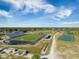 Aerial view showcasing the community football stadium, sports fields, and tennis courts under a bright, sunny sky at 342 Saxony Loop, Summerville, SC 29486