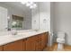 Bathroom with double sink vanity and updated fixtures providing space and modern function at 5404 Red Fork Ln, North Charleston, SC 29420