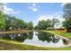 Scenic pond view surrounded by mature trees and lush greenery at 5404 Red Fork Ln, North Charleston, SC 29420