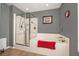 A full bathroom with a combined shower and soaking tub that features a glass enclosure at 541 Brick Barn Ln, Goose Creek, SC 29445