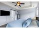 Spacious main bedroom featuring trey ceilings, a ceiling fan, and access to an en-suite bathroom at 8402 Loggers Run, North Charleston, SC 29420