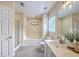 Bright bathroom featuring a shower, soaking tub, and large vanity at 110 Moon Shadow Ln, Summerville, SC 29485