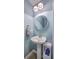 Powder room with a pedestal sink and modern fixtures at 110 Moon Shadow Ln, Summerville, SC 29485