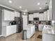 Spacious kitchen has white cabinets, stainless steel appliances, and center island at 115 Daniels Creek Cir, Goose Creek, SC 29445