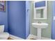 Powder room features a pedestal sink and blue and green walls at 1348 Seaside Plantation Dr, Charleston, SC 29412