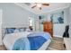 Bedroom with a surf board art and a large bed at 1348 Seaside Plantation Dr, Charleston, SC 29412
