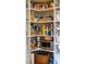 Well-stocked pantry with white shelving and a variety of food items and small appliances at 1543 Wando Landing St, Charleston, SC 29492