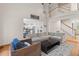 Spacious living room showcasing hardwood floors, a fireplace, and an open floor plan leading to the kitchen at 2221 Black Oak Ct, Mount Pleasant, SC 29466