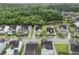 Picturesque aerial view of a neighborhood with lush greenery, a serene pond, and well-maintained homes at 2881 Rutherford Way, Charleston, SC 29414