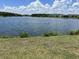 Scenic lake view with lush green shoreline and neighborhood homes in the distance under a partly cloudy sky at 2947 Sweetleaf Ln, Johns Island, SC 29455