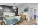 A comfortable main bedroom featuring hardwood floors, soft lighting, and modern decor at 309 Kingbird Rd, Ladson, SC 29456