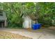 Exterior view of the storage shed, located in the backyard at 3109 Ion Ave, Sullivans Island, SC 29482