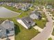 Aerial view of a residential community with a pond, swimming pool, and well-maintained homes at 311 Beachgrass Ln, Summerville, SC 29486