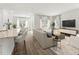 Bright, open-concept living room with modern furnishings and hardwood floors provides a comfortable and stylish space at 327 Calm Water Way, Summerville, SC 29486