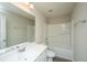 Bright bathroom features a shower-tub, large mirror, and vanity with storage at 430 Pender Woods Dr, Summerville, SC 29486