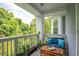 Balcony with blue seating, wooden table and green foliage at 60 Fenwick Hall Allee # 432, Johns Island, SC 29455