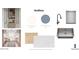 Scullery design board showcasing cabinetry, appliances, flooring, counter, and interior All White/cabinet Mist paint color selections at 931 Kincade Dr, Mount Pleasant, SC 29464