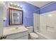 Bathroom featuring a blue color palette, shower, tub, and a vanity with traditional fixtures at 1115 Shadow Lake Cir, Mount Pleasant, SC 29464