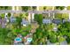 Aerial view of neighborhood featuring lush greenery, mature trees, homes and swimming pools at 117 Canaberry Cir, Summerville, SC 29483
