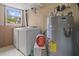 Utility room with modern washer and dryer, and a hot water heater at 117 Canaberry Cir, Summerville, SC 29483