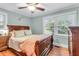 Cozy bedroom with a ceiling fan and a view of the well landscaped outdoors at 1416 Glencoe Dr, Mount Pleasant, SC 29464