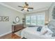 Charming bedroom with natural light, ceiling fan and hardwood floors at 1545 Calaveras Cir, Mount Pleasant, SC 29466