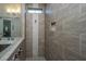 Beautiful tiled shower with niche and stylish fixtures at 1545 Calaveras Cir, Mount Pleasant, SC 29466