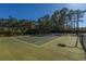 Well-maintained tennis court featuring professional lighting and surrounded by lush trees at 1545 Calaveras Cir, Mount Pleasant, SC 29466