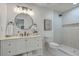 Modern bathroom features a vanity, updated fixtures, round mirror, and walk-in shower at 169 Southwold Cir, Goose Creek, SC 29445