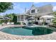 Stunning backyard with a sparkling pool, spacious patio, lush greenery, and outdoor entertaining space at 1761 Old Military Rd, Charleston, SC 29412