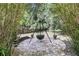 Unique backyard fire pit featuring a cauldron and a stone paver area surrounded by bamboo, creating a tranquil outdoor space at 1761 Old Military Rd, Charleston, SC 29412