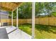 Covered patio overlooking a beautifully fenced and well-maintained backyard with lush grass at 1989 Groveland Ave, North Charleston, SC 29405