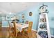 Inviting dining area with seating for six, adjacent to the kitchen, and featuring a decorative lighthouse at 216 W Arctic Ave # 9, Folly Beach, SC 29439