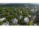 An aerial view showcases homes nestled among lush trees, creating a serene and private atmosphere at 26 Beachwood East, Isle of Palms, SC 29451