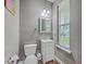 A half bathroom offers a modern vanity, window, and a clean, efficient layout at 3055 Nantuckett Ave, North Charleston, SC 29420