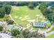 Overhead image of the golf course clubhouse with pristine greens, sand traps, and manicured landscaping at 315 Clubview Rd, Summerville, SC 29485