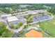 An aerial shot of campus featuring athletic fields, green spaces, and multiple buildings at 315 Clubview Rd, Summerville, SC 29485