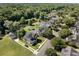 An aerial view of a residential neighborhood including a scenic pond at 3426 Acorn Drop Ln, Johns Island, SC 29455