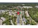 Beautifully maintained townhome community surrounded by lush green trees and greenery from an aerial view at 4235 Scharite St, Charleston, SC 29414