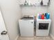 Efficient laundry room with modern washer and dryer, complemented by storage shelves for convenience and organization at 524 Richfield Way, Summerville, SC 29486