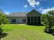 Spacious backyard featuring a covered porch and well-manicured lawn at 7517 Whispering Oak Dr, Hanahan, SC 29410