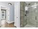 This bathroom features a glass enclosed shower with marbled tiling at 809 O'Sullivan Dr, Mount Pleasant, SC 29464