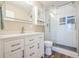 Modern bathroom with subway tile shower, sleek vanity, and stylish fixtures at 1003 Washitonia Way # A, Charleston, SC 29492